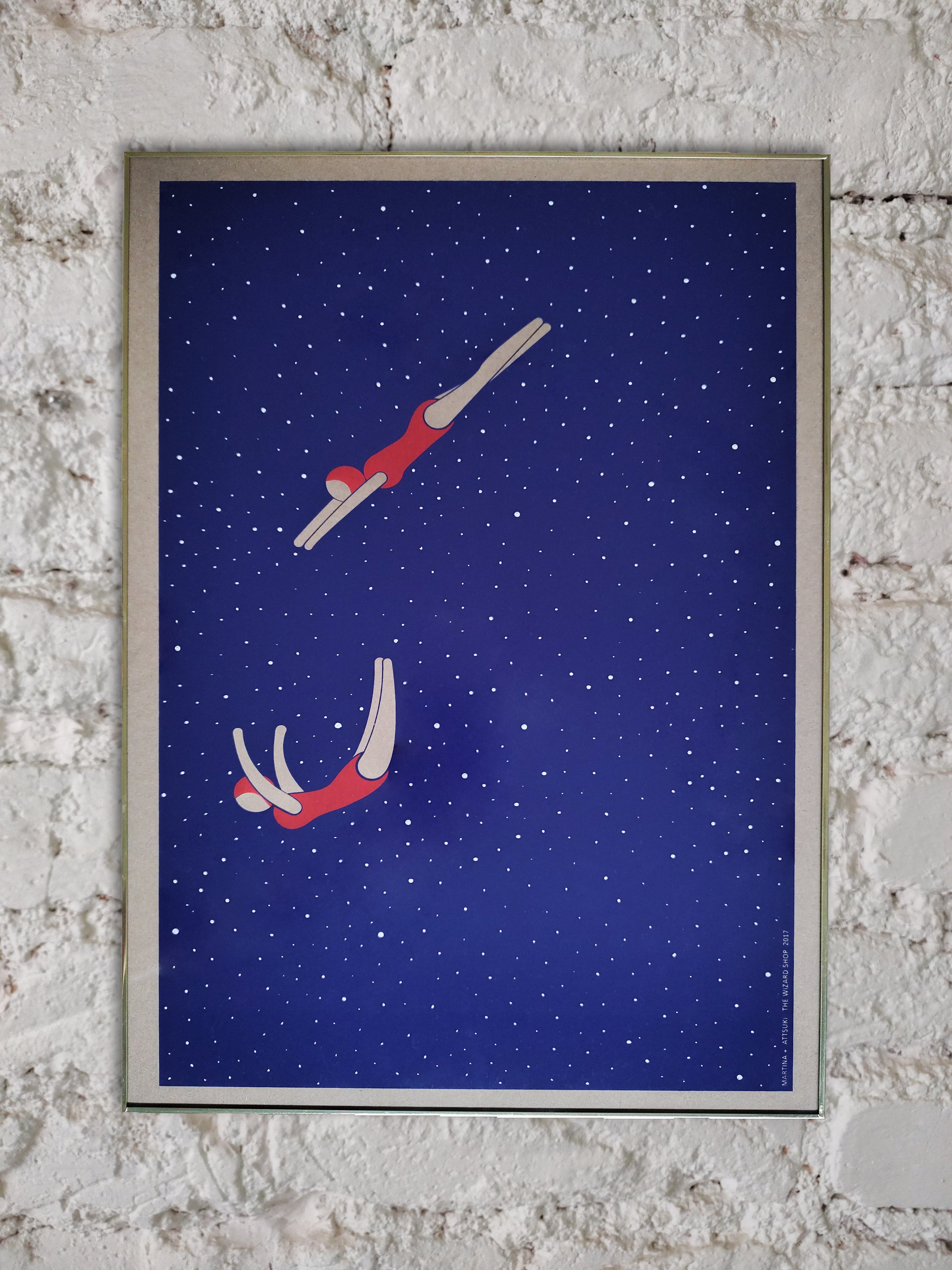 NADADORAS COSMOS - SERIGRAFÍA -MARCO LATÓN