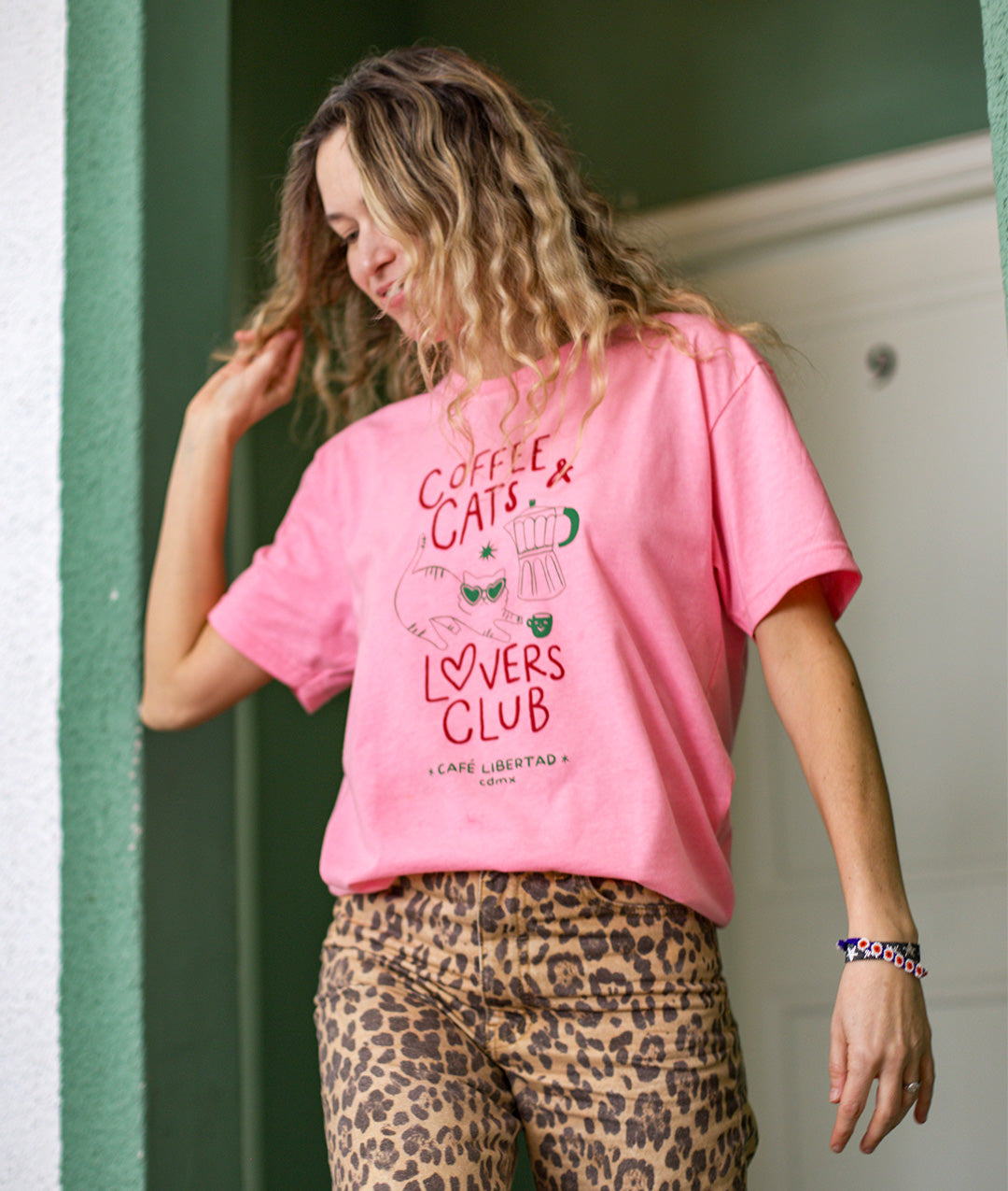 COFFE & CATS - T-SHIRT ROSA FOSFO