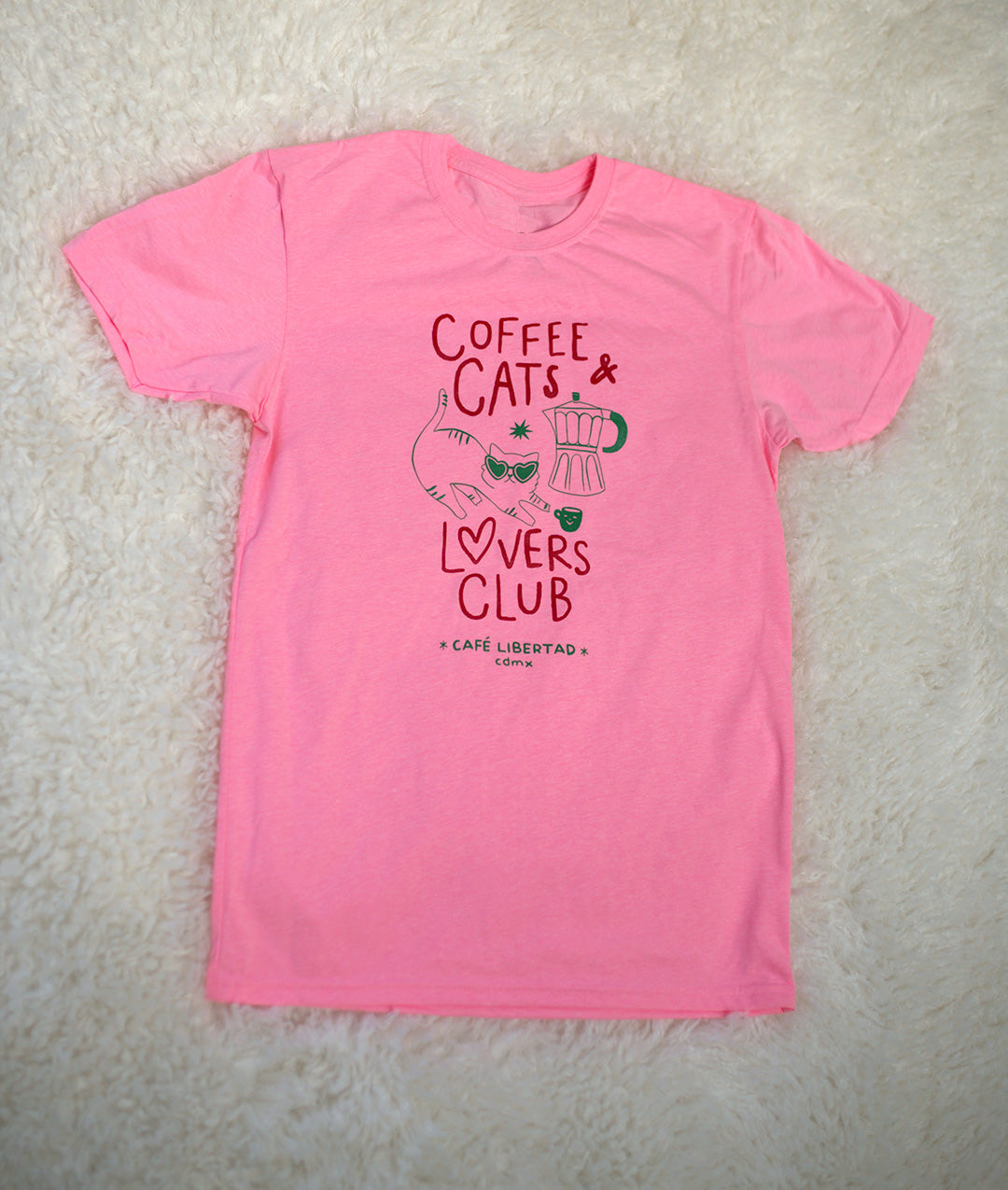 COFFE & CATS - T-SHIRT ROSA FOSFO