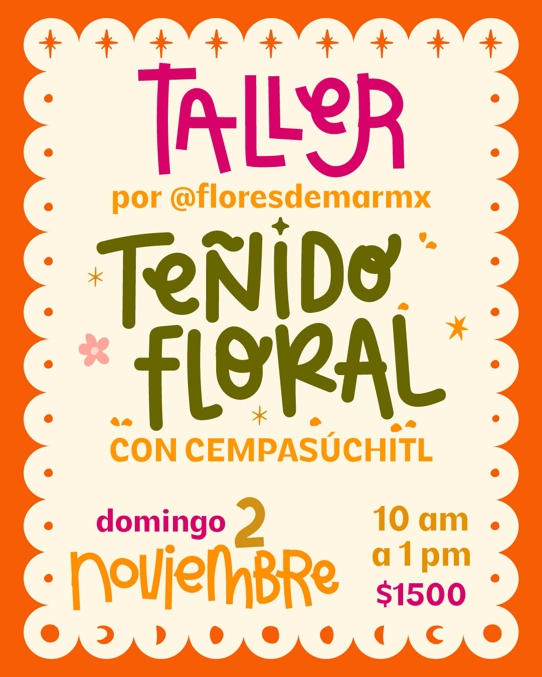 TALLER - TEÑIDO FLORAL CON CEMPASÚCHITL 2 NOVIEMBRE